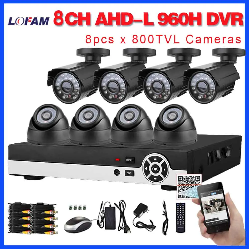 LOFAM 8CH HDMI P 1080 P DVR система 8 шт. День ночного видения наружная крытая камера безопасности система 8 каналов видеонаблюдения DVR комплект камеры 8CH