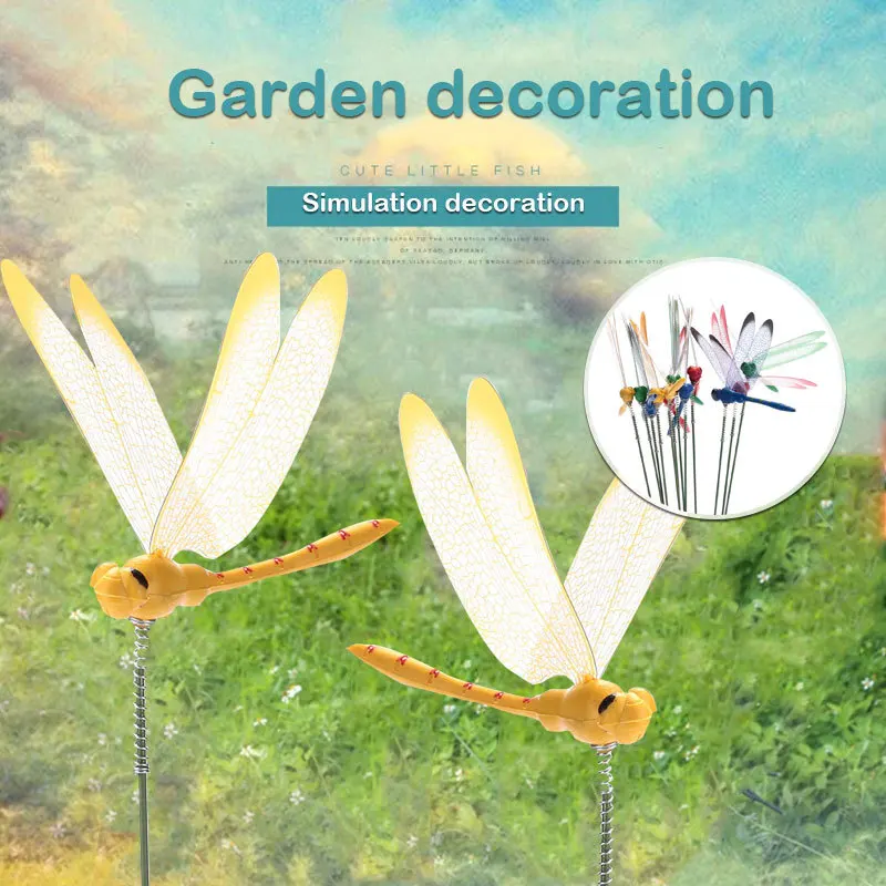 

2Pcs/lot DIY Artificial Dragonfly Lawn Decorations 3D Simulation Dragonfly Yard Plant Lawn Garden Artificial Decor Random Color