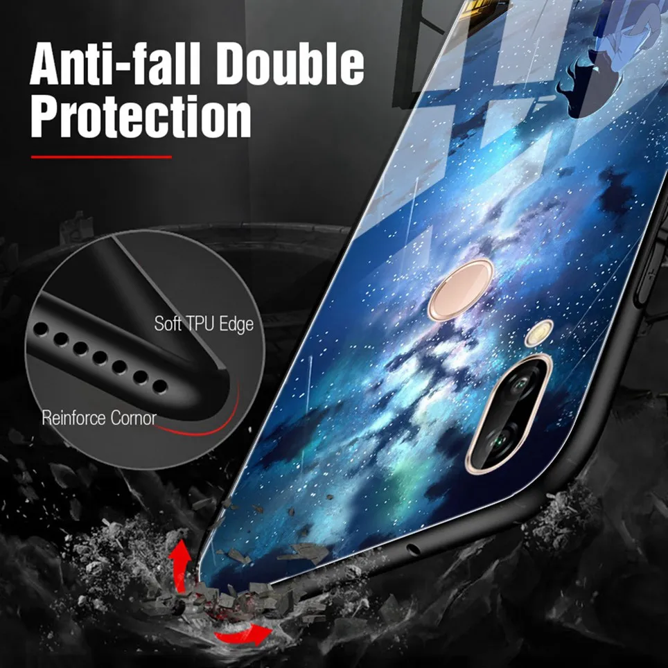 Tempered glass Case For Huawei Honor 7A Luxury Pattern Coque For Huawei Mate 20 10 P20 Lite Honor 9 Lite 10 Nova 3 P Samrt Cover (6)