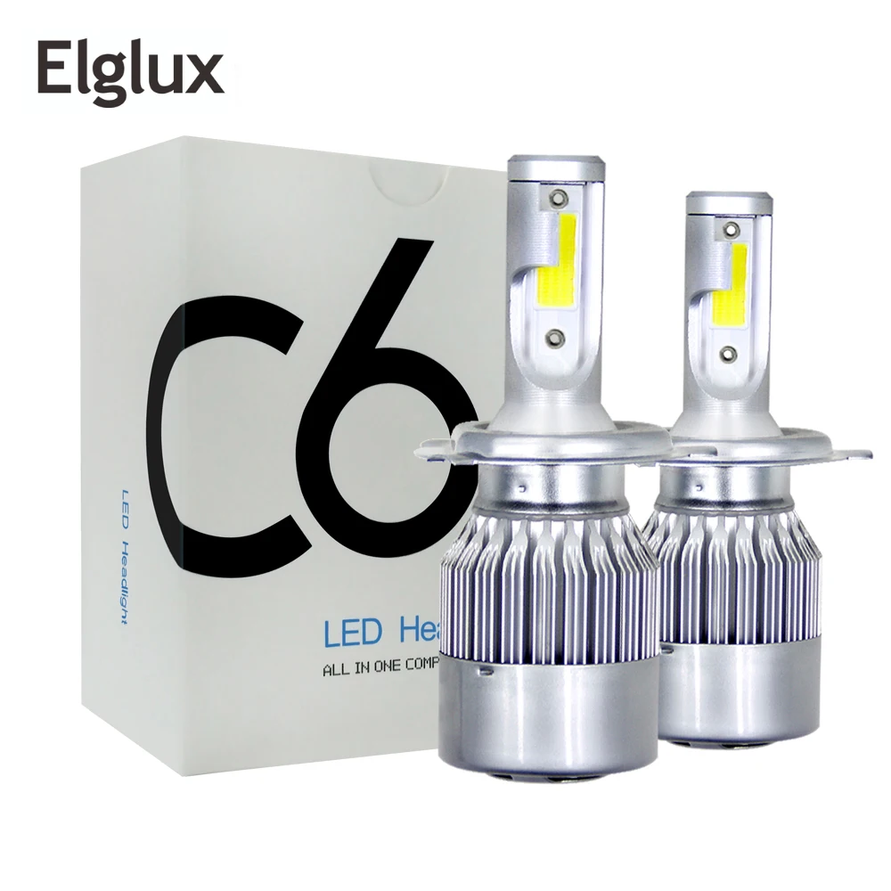 

Elglux 2Pcs LED Car Headlight Kits COB Chips H4 H7 HB3/9005 HB4/9006 H1 H3 H11 72W 7600Lm Auto Lamp Fog Lights 12V 24V 6000K