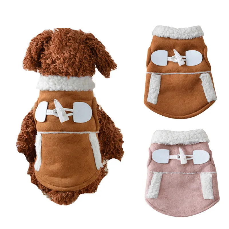 

dog coat hoodie winter warm Fleece Clothes Pet Lovely Letter Print Hooded jackets Small Medium Puppy Warm Button Costume 2017