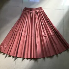Осенние винтажные плиссированные юбки из искусственной кожи с эластичной талией женские длинные юбки из искусственной кожи женские плиссированные юбки из искусственной кожи женские юбки