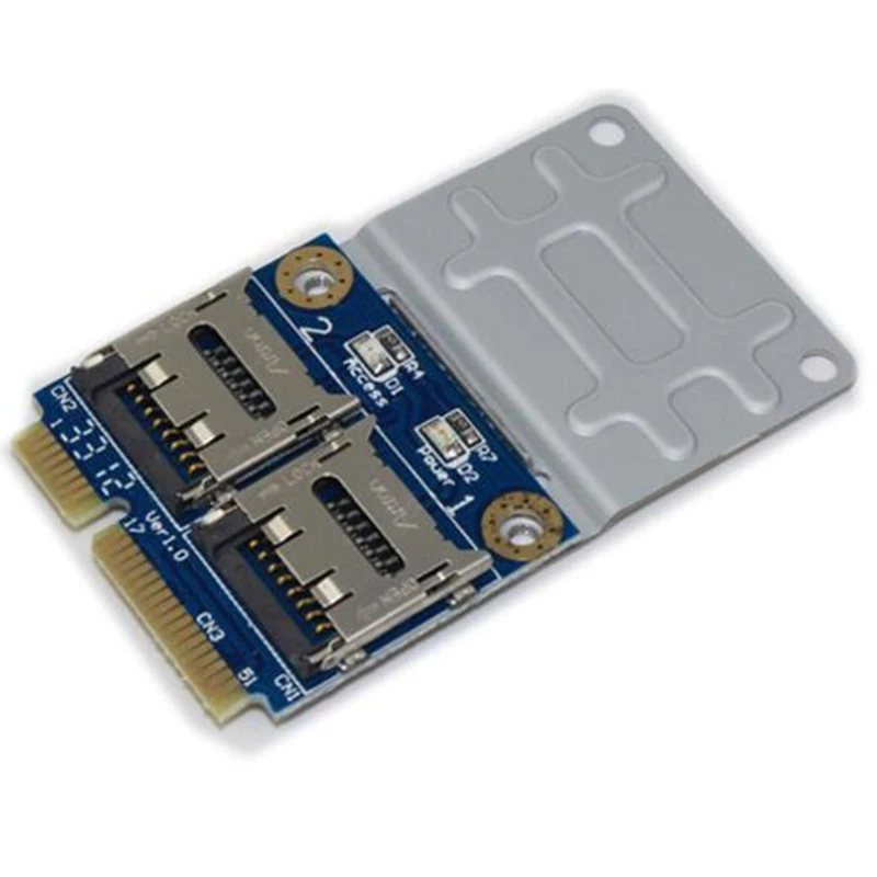 2 SSD HDD для ноутбука двойной Micro SD SDHC SDXC к мини PCIe кард-ридер mpcie в 2 мини-sdcards адаптер