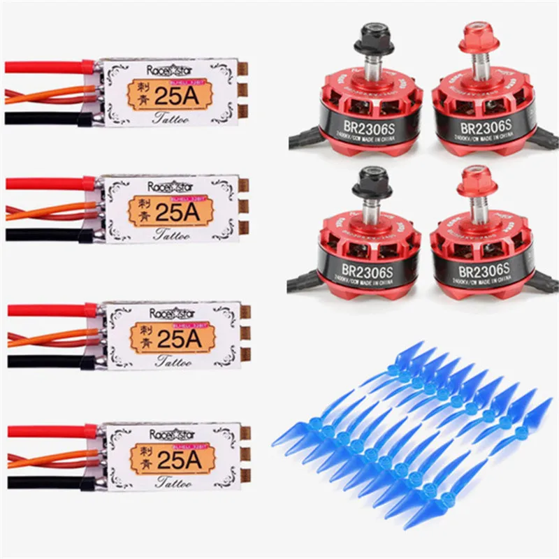 

Racerstar 2306 BR2306S 2400KV 2-4S Brushless Motor TATTO 25A Blheli_32bit ESC 5038 2 Blade Propeller Combo for Racing RC Drones