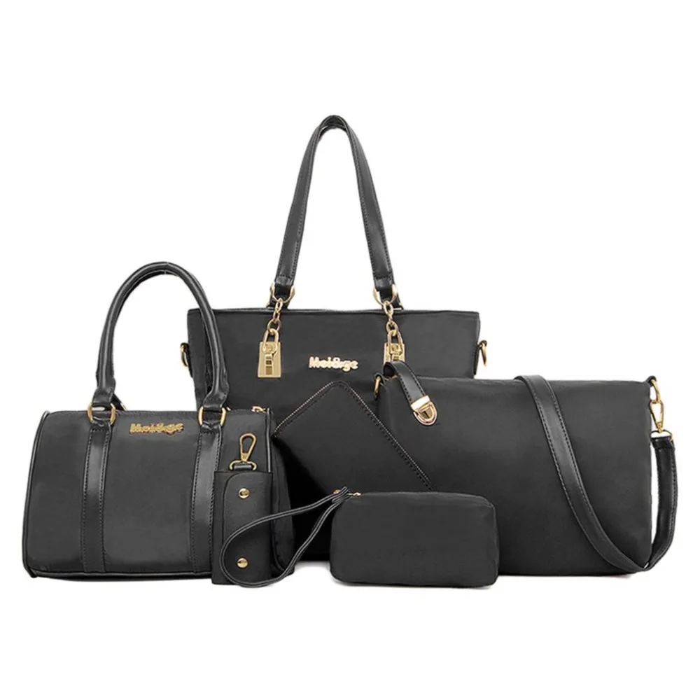 

6Pcs/Set Women Handbags Luxury Single Shoulder Bag Top-handle Handbag Ladies Solid Messenger Bag Purse Tote Composite Bags