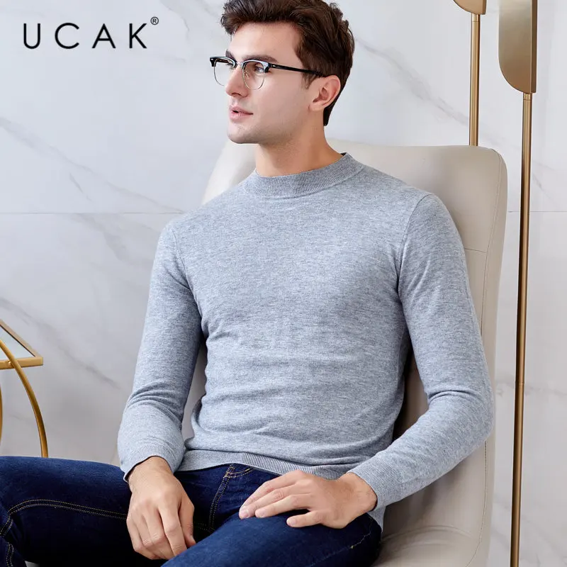 UCAK Brand Sweater Men Pure Merino Wool Pullover Men Autumn Winter Turtleneck Cashmere Sweaters Classic Casual Pull Homme U3007 UCAK Brand Sweater Men Pure Merino Wool Pullover Men Autumn Winter Turtleneck Cashmere Sweaters Classic Casual Pull Homme U3007