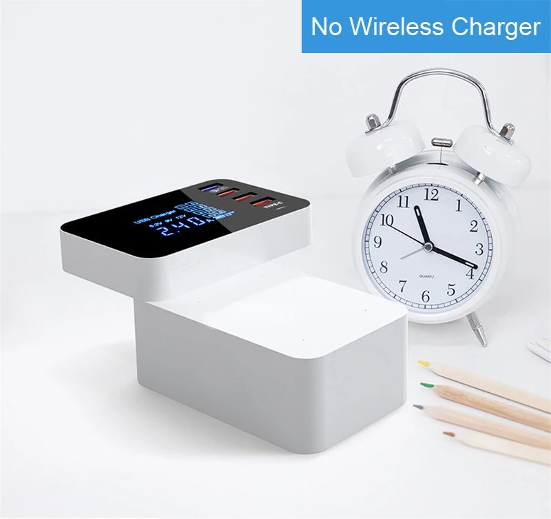 QI Беспроводное зарядное устройство Quick Charge 3,0 Smart usb type C зарядная станция светодиодный дисплей адаптер питания для быстрой зарядки настольное зарядное устройство