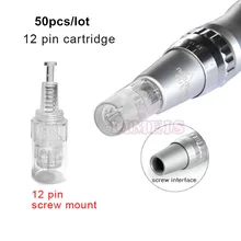 50 шт./партия Электрический дермапен иглы Винт 12 контактный картридж иглы для кожи Замена нержавеющей головки микронеедля Наконечник иглы для татуажа