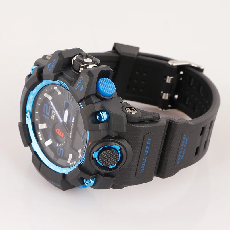 Ударные мужские цифровые наручные часы, открытый выбор, спортивные часы, светодиодный, многофункциональный, задний светильник, хронограф, 50 м, водонепроницаемые часы