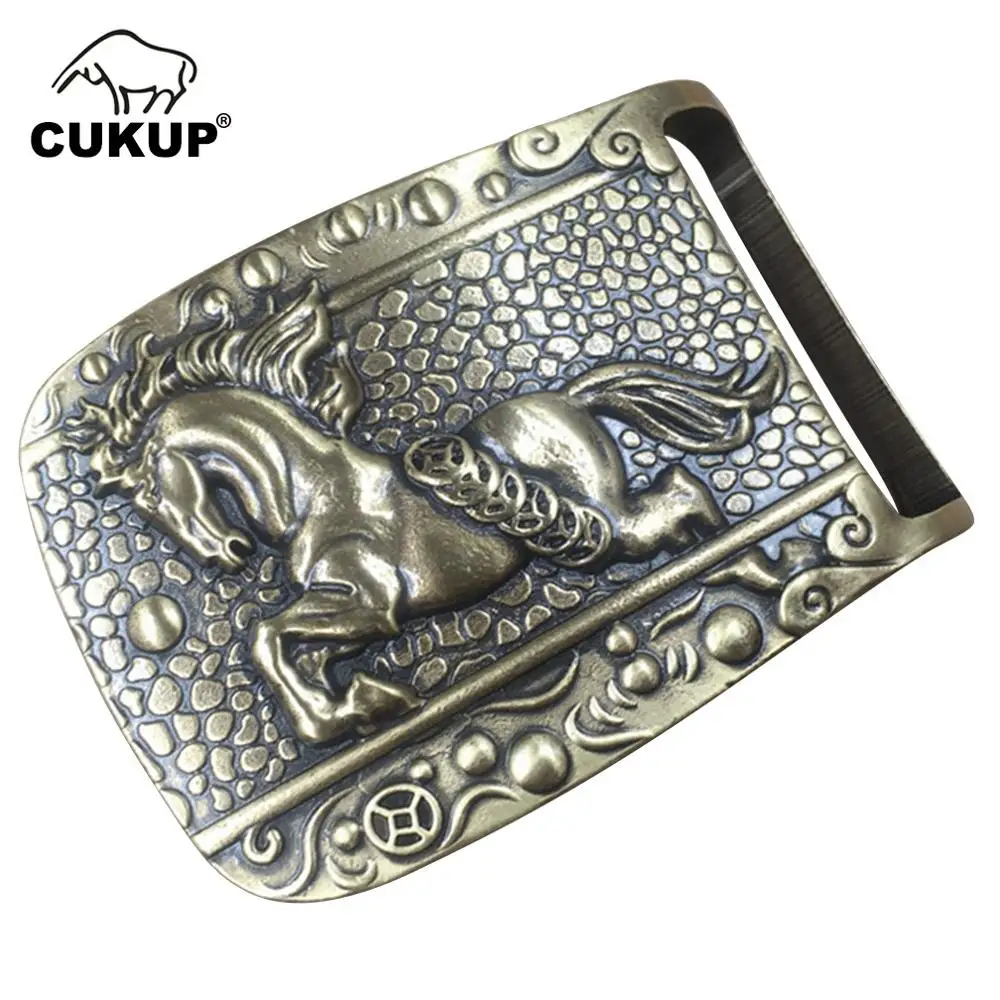 

CUKUP Many Models Options Mens Unique Design Animal Pattern Brass Buckles Metal for 3.7-3.9cm Wide Belt Paties Buckle Men BRK027