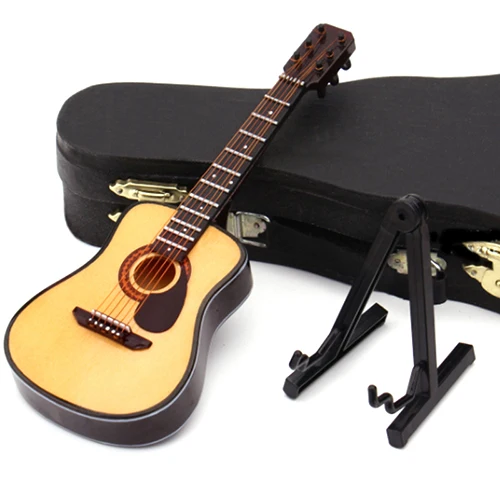 Мини классическая гитара с поддержкой миниатюрные деревянные музыкальные инструменты коллекция декоративные украшения модель украшения подарки - Цвет: Acoustic B 100MM