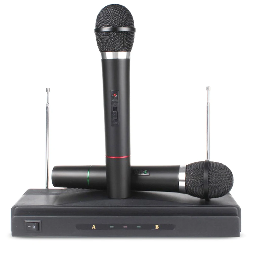 Wireless Karaoke Microphone System With Receiver + Dual Handheld