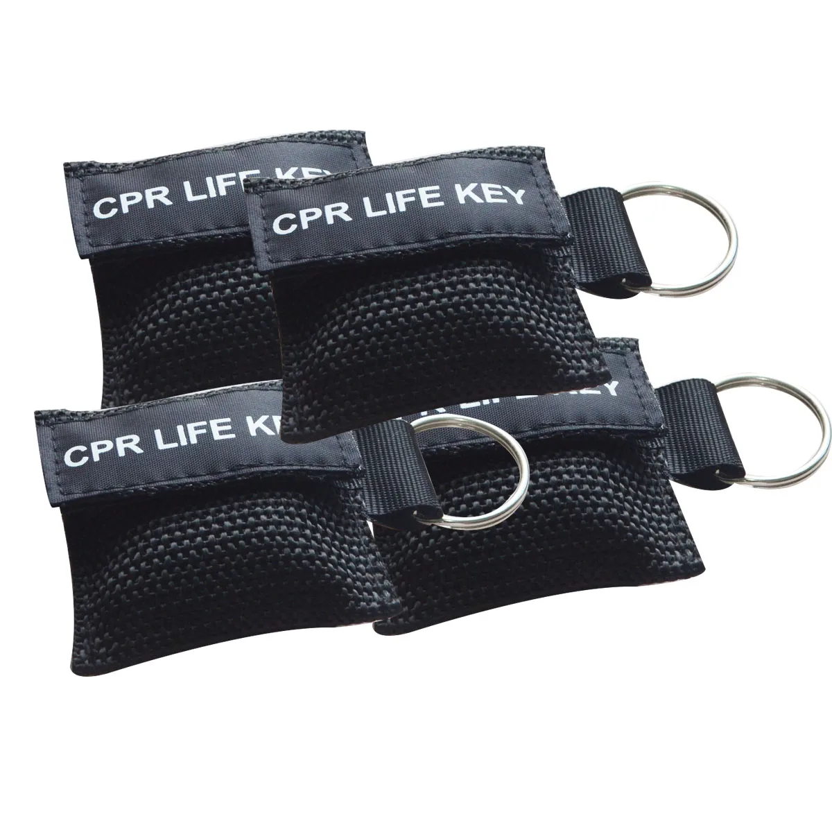 40pcs Artificial Respiration Life Keychain CPR Mask One-way Valve Medical Health Care Face Shield Black Nylon Pouch Wrapped