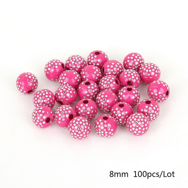 8mm Dots Print Shiny Crystal Acrylic Beads Round Loose Spacer Beads For Jewelry Making DIY Bracelet Necklace