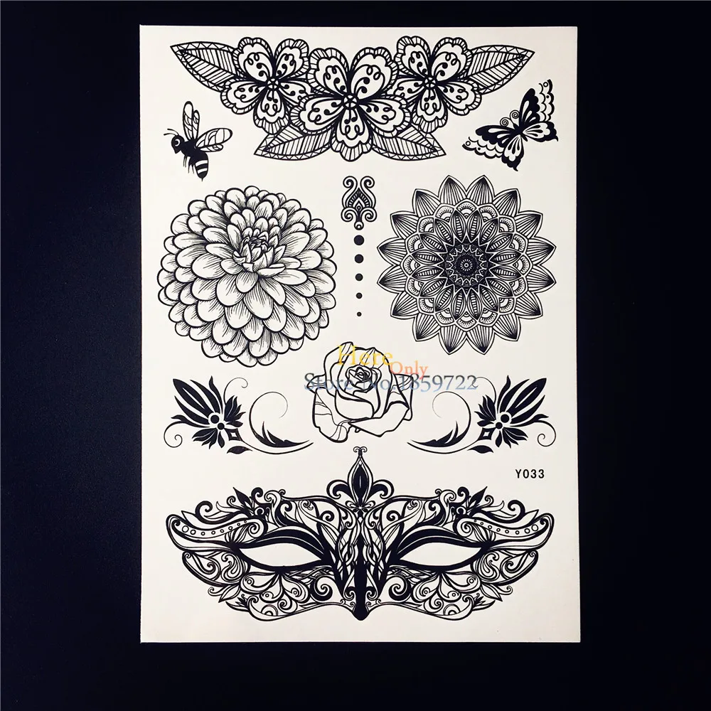 25 Style Sexy Noir Masque Temporaire Tatouage Femmes Henné