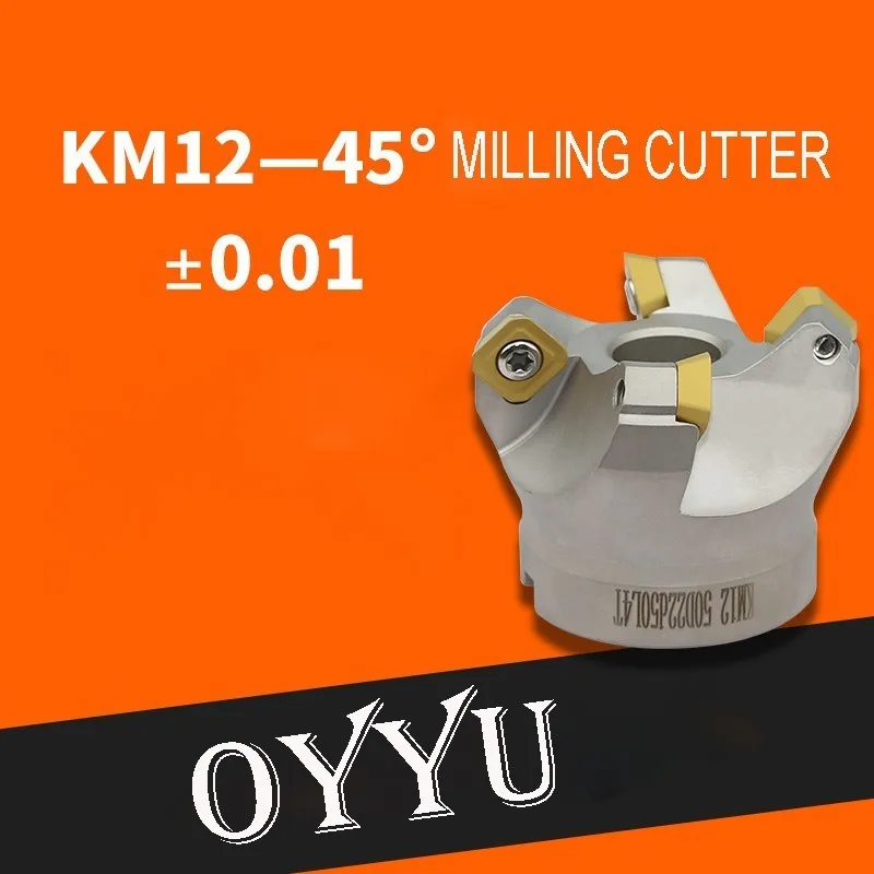 OYYU KM45 degree shell milling cutter KM12-50 63 80 100 125 160 SEKT1204 tungsten carbide insert KM12 face mill