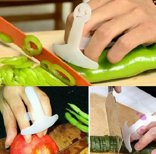 Нож для еды нож резалка для овощей Пальмовая подставка для пальцев Защита рук дешевые кухонные инструменты в форме улыбки