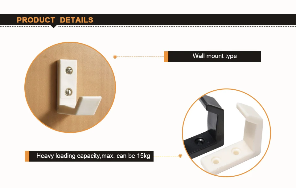2 шт. ABS Пластиковые Крючки белого/черного цвета с крючком для монтажа на стене для вешалки пальто одежда 15 кг вес загрузки настенный крючок вешалка