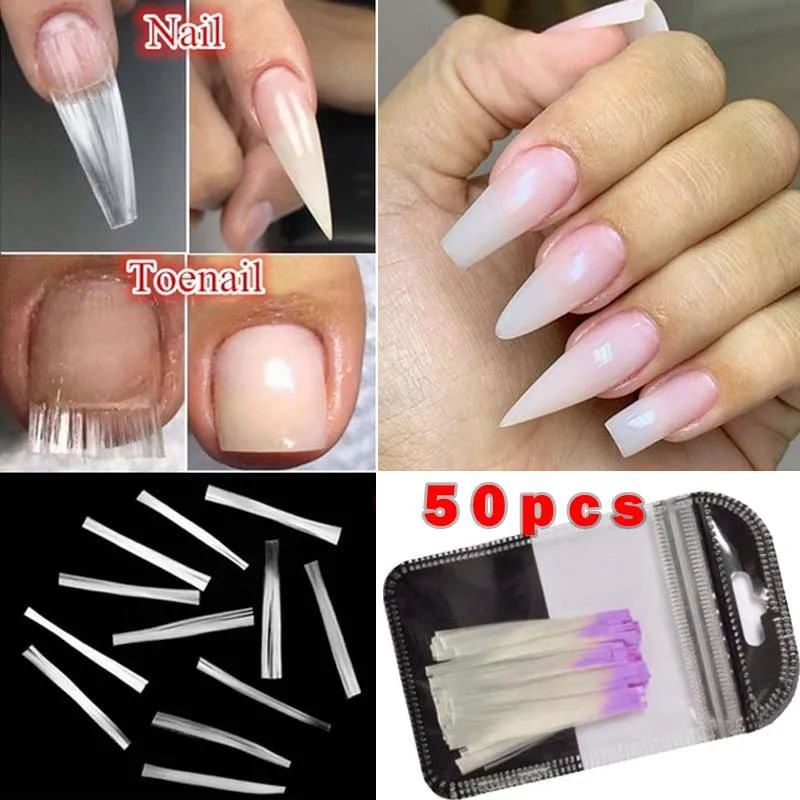 

50PCS Nail Extension Fibernails Fiberglass Nail Form Acrylic Tips Fiber Glass Nails Silk Building Extension Manicure Tool