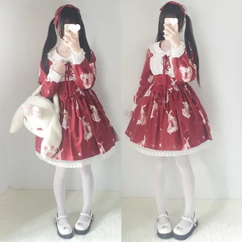 

Women Dress Time-limited Cotton Vintage Straight Solid Vestido De Festa Free Shipping Sweet Lolita High-waist Dress 2019 New