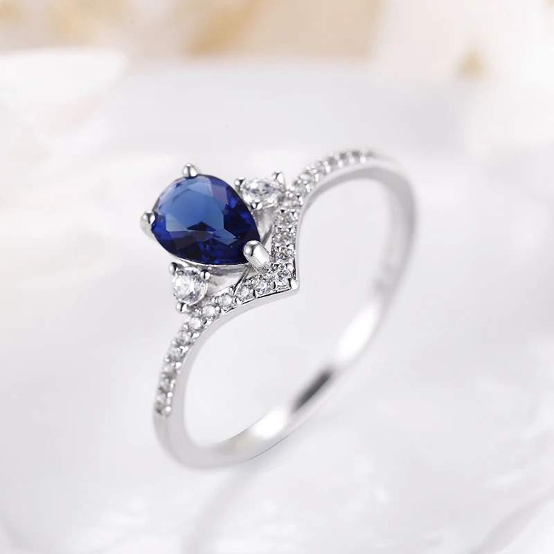 Серебряные кольца Цветные грушевидные AAA кубический циркон для девочек