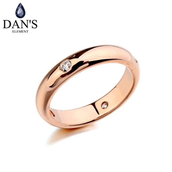 

DAN'S ELEMENT Crystal Rings Simple Zirconia Lovers Rose Gold Color Fashion Rins For Women Gift RA11508r
