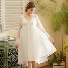 2 шт. пикантные женские хлопок кружево халат платье комплект с длинным рукавом ночная рубашка летние очаровательный пеньюар Ночное для женщин