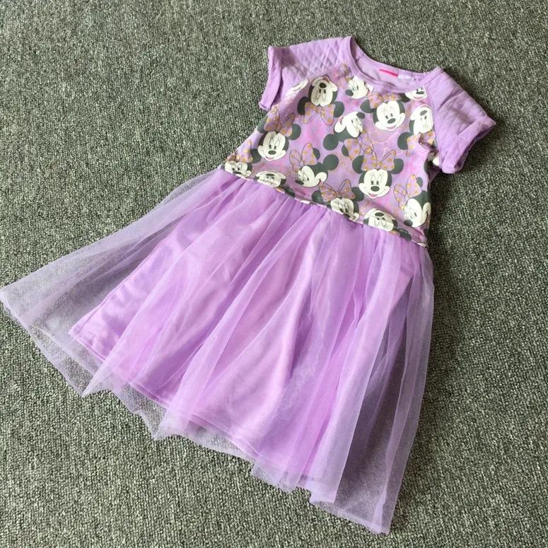 

retail original 4-5ys little girls dress Minnie Mouse Dress Girls' Summer princess children clothes printed dresses with mesh