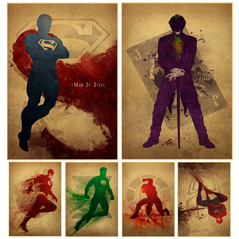 

Wall art home decor Avengers Marvel Comics superhero superman Green Arrow Man Flash poster retro poster painting