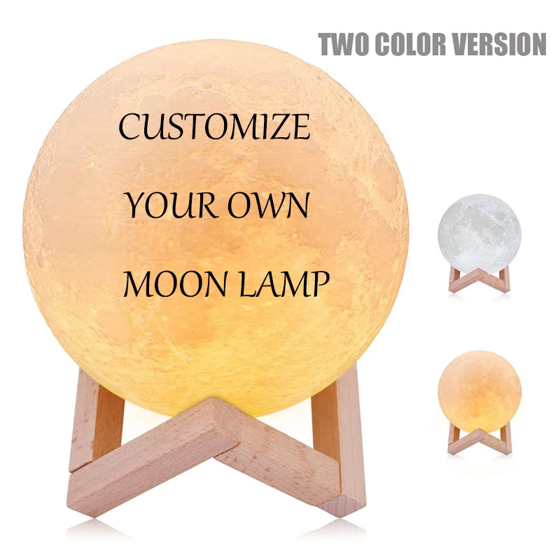 

2Color/16 RGB 3D Customized Print Moon Lamp DC5V Rechargeable Night Light Color Home Decoration 3D Lunar Moon Lamp Gift DA