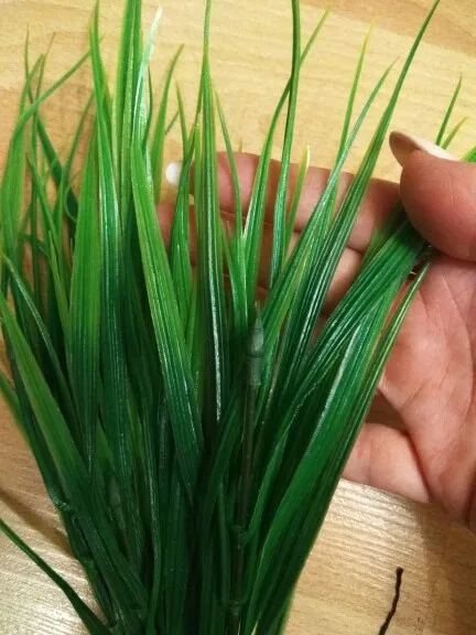 7-вилка зеленый искусственный пластиковая искусственная трава листья растений для Обручение Свадебные украшения дома клевер, растения стол декоры