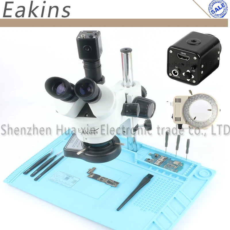 1080P HDMI Digital Microscope Camera 3.5-90X Simul-Focal Trinocular Stereo LED Adjustable Light Source Phone Repair | Инструменты