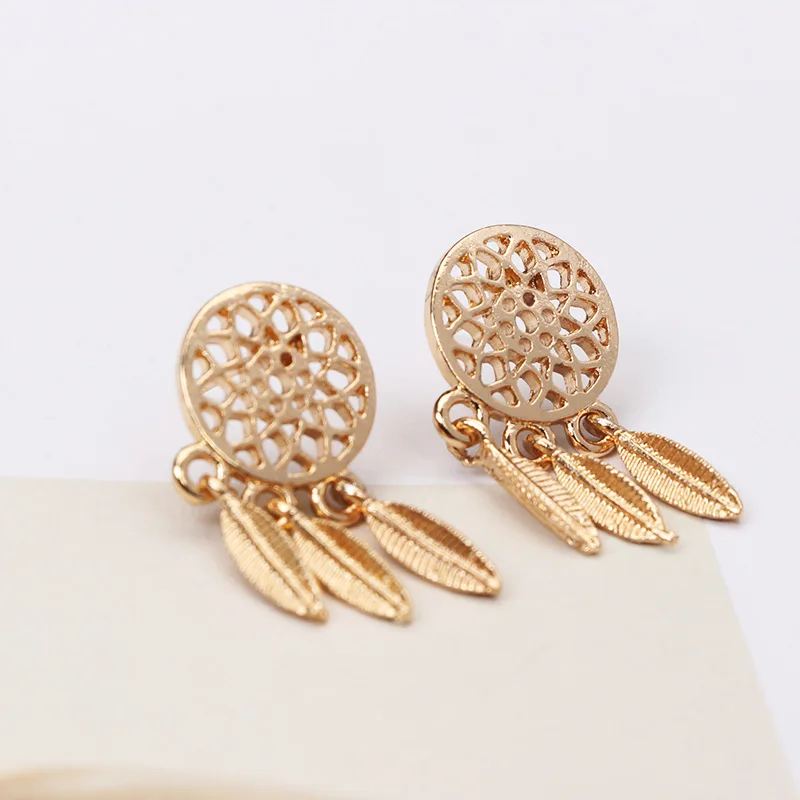 

European and American Exaggerated Round Hollow Earrings Creative Life Tree Earrings Women Personalized Jewelry