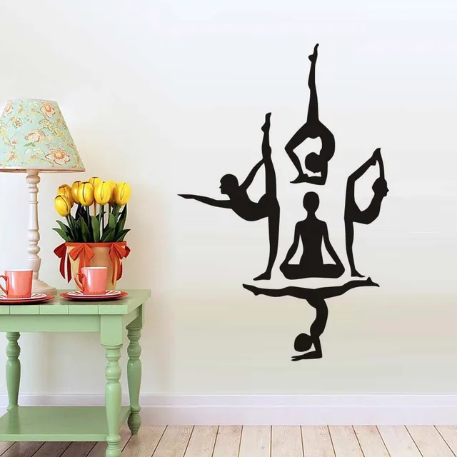 yoga wall decals dance training school use wall stickers letter