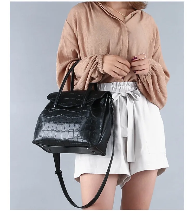 MJ Women Handbag Alligator PU Leather Shoulder Bag Female Large Capacity Top-Handle Bags Luxury PU Leather Tote Messenger Bag (15)