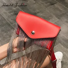 Herald, модная качественная кожаная сумка на цепочке с металлической кисточкой, клатч, сумки на плечо, женская сумка-мессенджер, маленькая Дамская Вечерняя Сумка через плечо