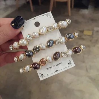 

Luxury Pearls Hairpins Hair Accessories Spring Clip Shiny Rhinestone Hair Claws For Women Girl Headwear Hair Ornaments