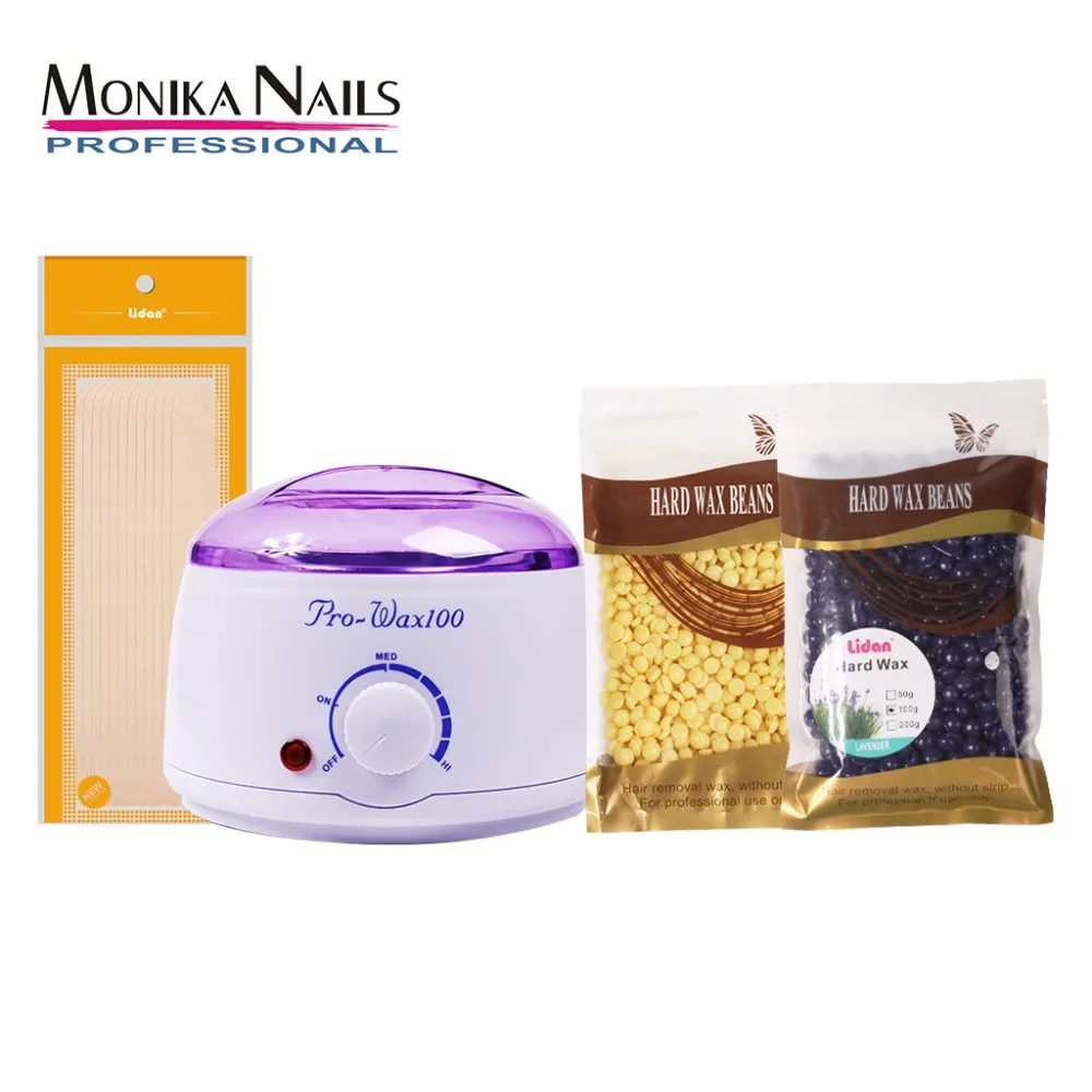 

Monika Nail Wax Warmer Hair Removal Tool Wax Heater Machine 200g Brazilian Hard Wax Beans 12 Wax Applicator Spatulas