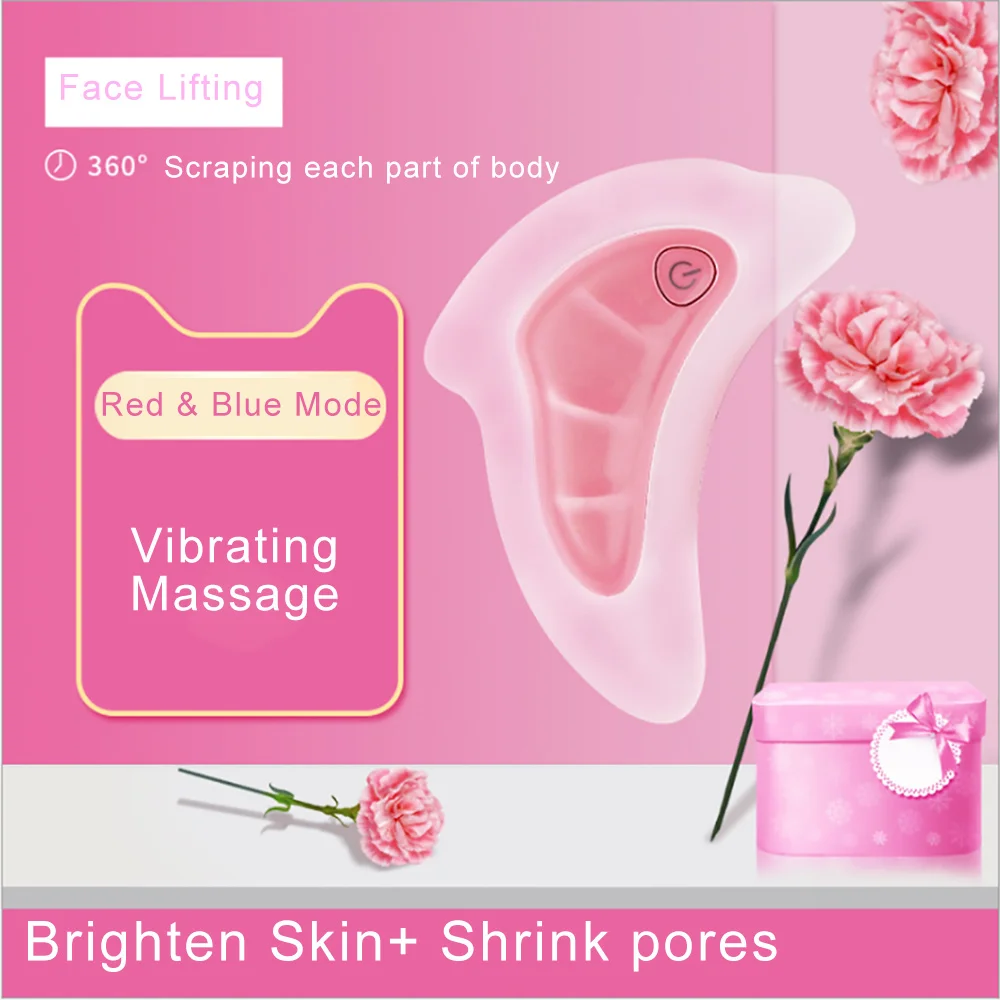 

Crystal Dolphin Vibration Face Massager Facial Wrinkle Remover Microcurrent Guasha Scraping Tool Face Lifting Body Maasager