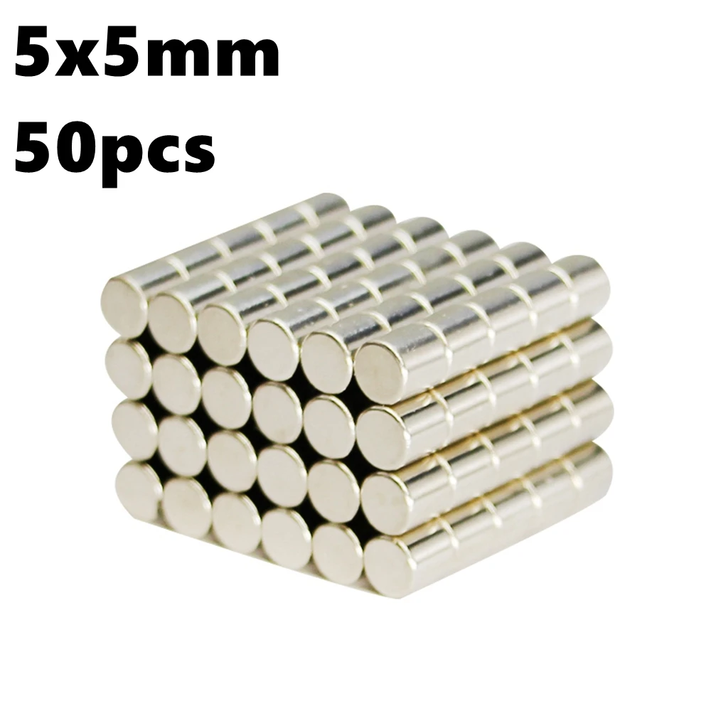 

Neodymium Magnets 50pcs 5mm x 5mm NdFeB Rare Earth Magnetic Sheets N35 Iman Super Strong Small Round Bar Magnet Neodimyum