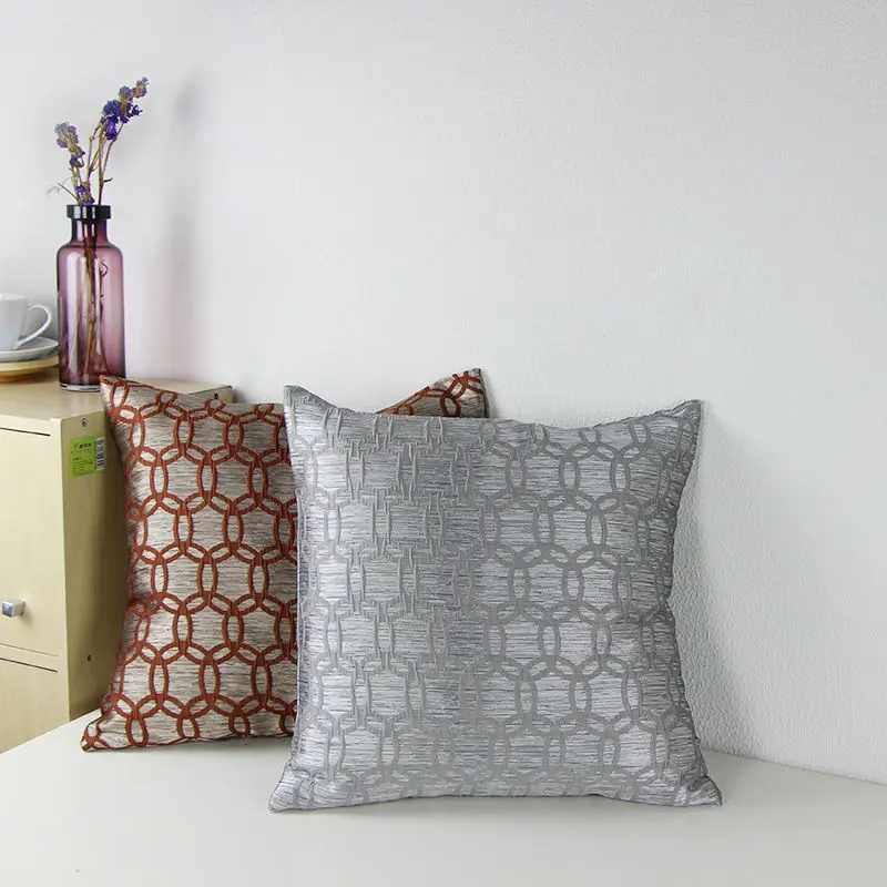 2015 Jacquard Metallic Circle Accent Decorative Cushion Cover Geometric