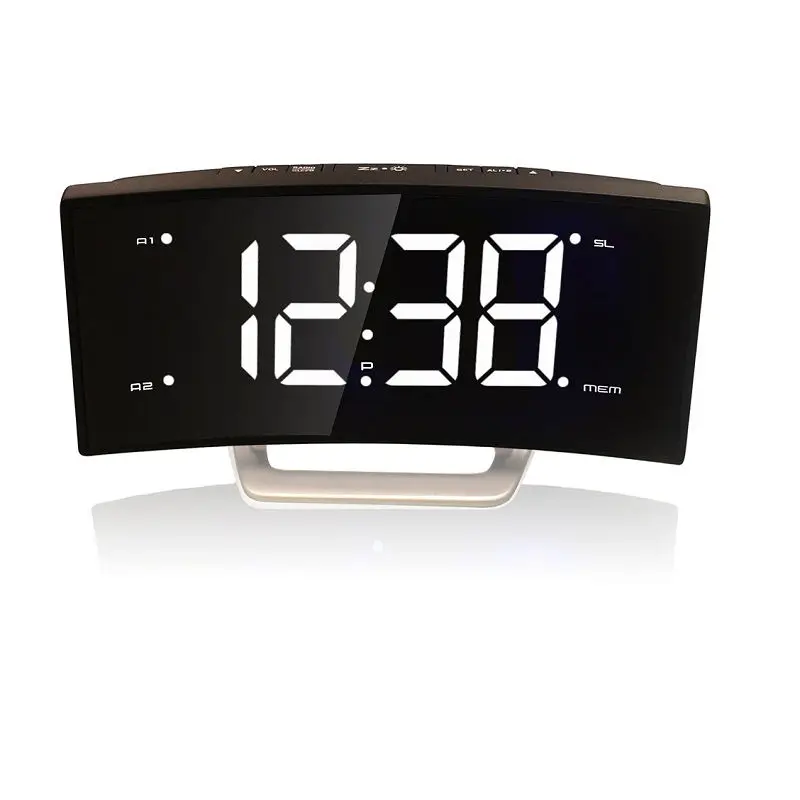 

Table Clock Display Snooze Home Modern Desktop Digital LED Radio Alarm Clock Bedside Function with Backlight Charging