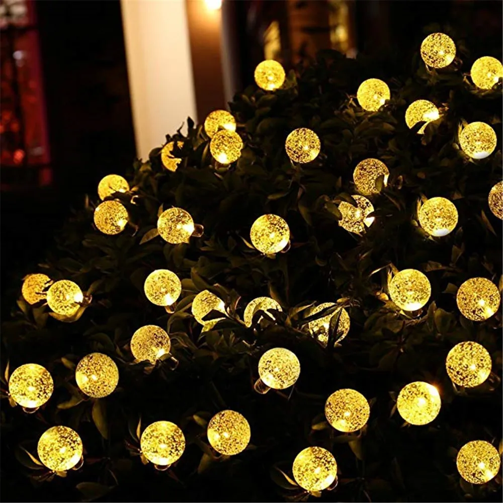 ZPAA новая наружная Солнечная гирлянда Круглые лампы с кристаллами 100/200LED Рождество Сад Фея вечерние свадебные садовые светильники