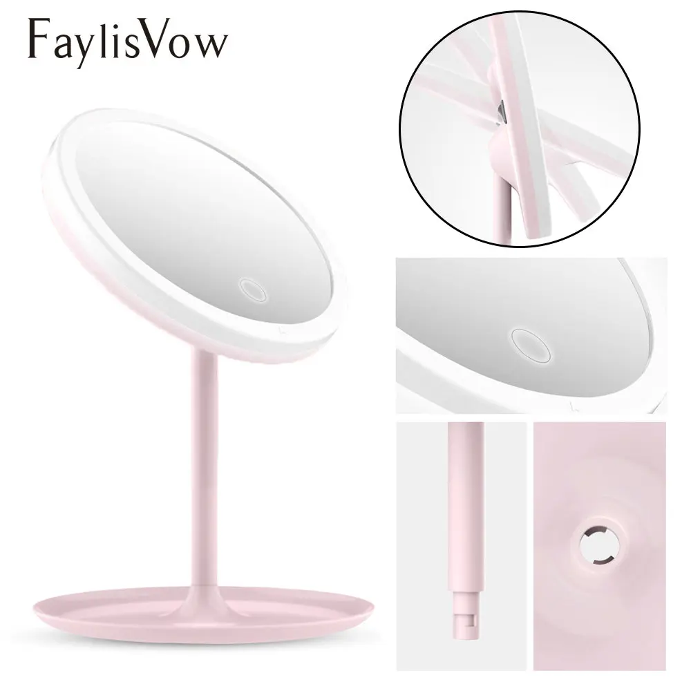 

90 Degree Makeup Mirror LED lights Vanity Touch Screen Adjustable Brightness Cosmetic Mirror Woman Make Up Tools Desktop Mirrors