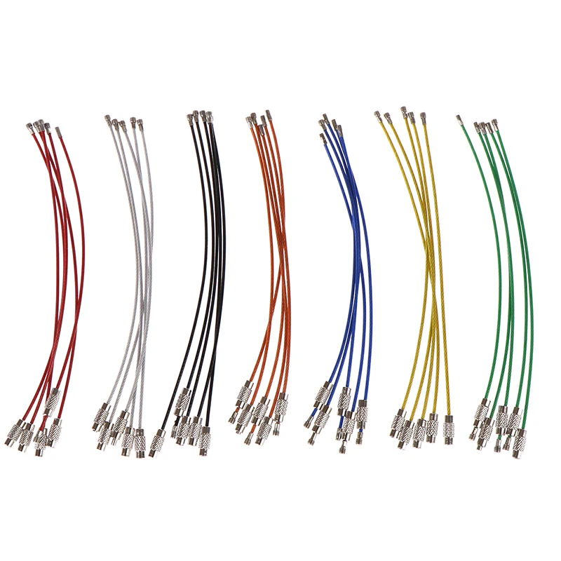 

HWetR Hot New 5pcs Stainless Steel Wire Keychain Outdoor Hiking Camping Cable Rope Keyring