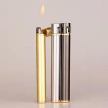 New Inflated Creative Mini Compact Jet Butane Lighter Metal Cigarette Shaped Inflatable Gas Lighter Cigarette trash can shaped butane gas lighter yellow