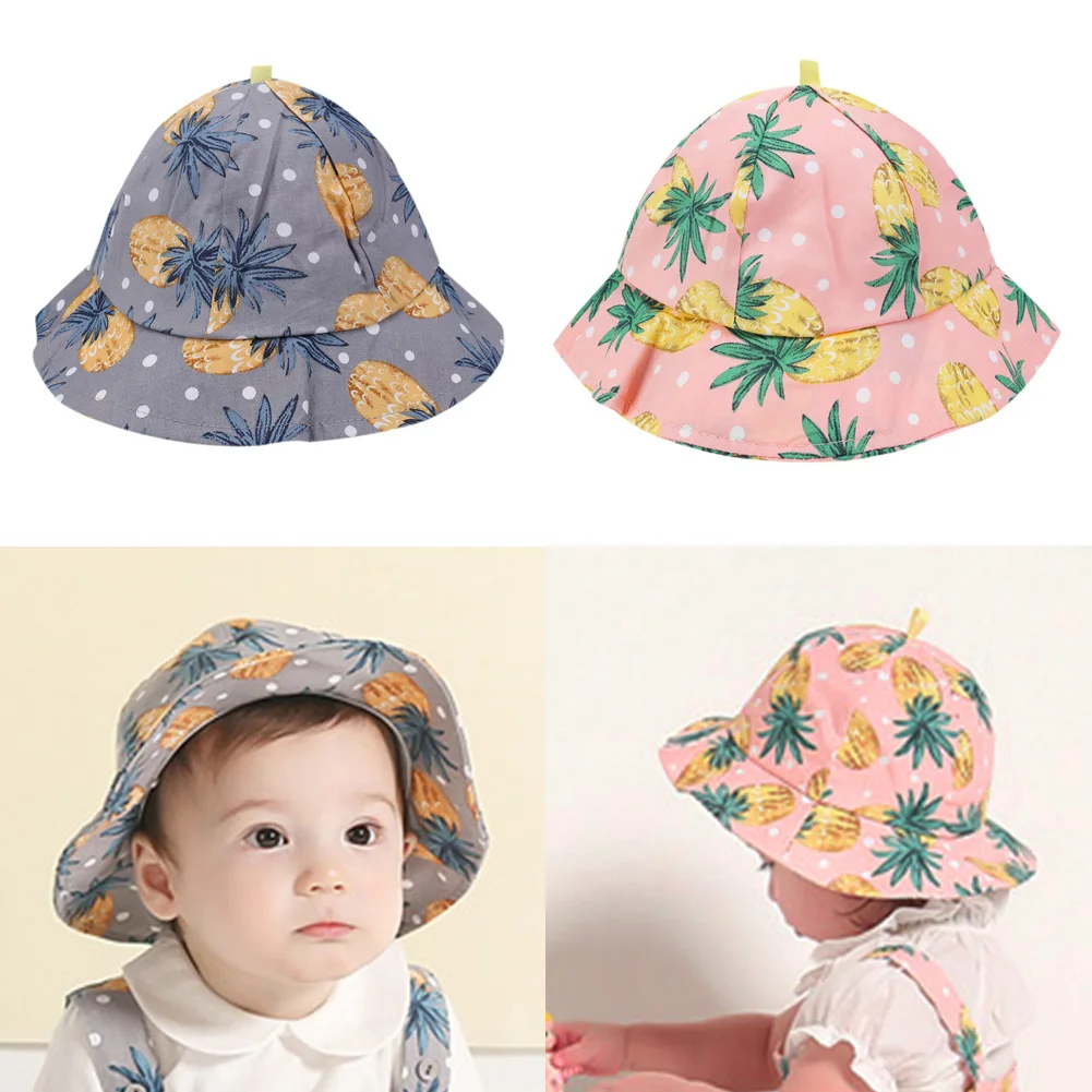 Cute Soft Cotton Newborn Baby Sun Hat Pineapple Pattern Dot Printed