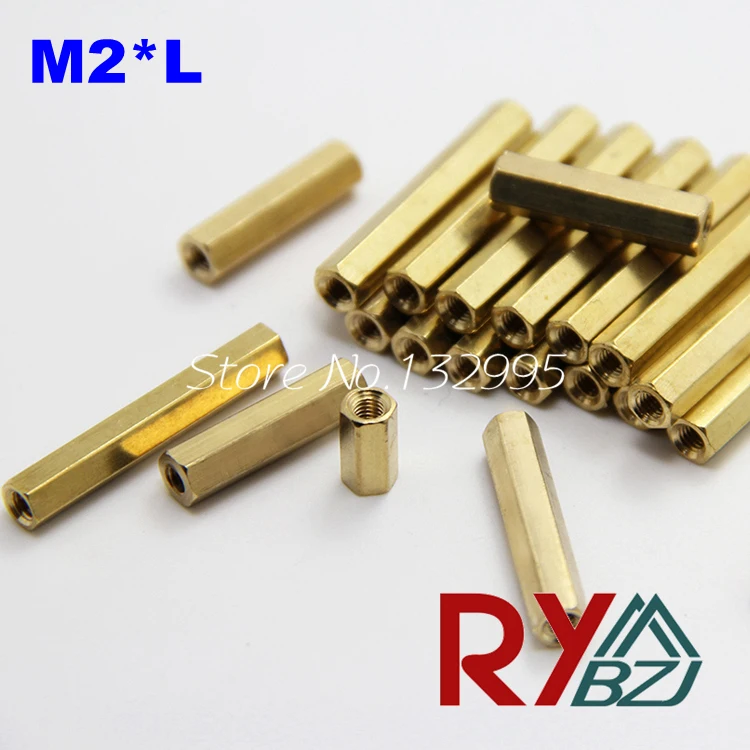 100pcs/lot M2*L Brass Standoff Spacer Female Female Spacing Screws Hex Brass Threaded Spacer/BSSFFNNP M2H 50pcs lot m3 l 4mm 50mm brass standoff spacer female female m3 l brass threaded spacer hex spacer bssffnnp m3