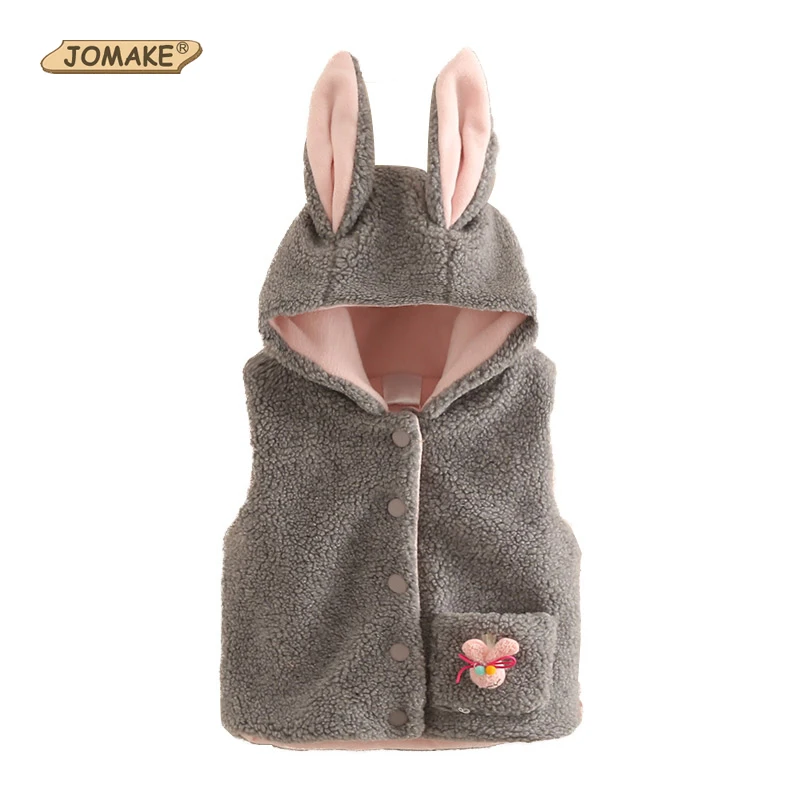 

JOMAKE Girls Vests 2018 Winter Kids Clothes Cute Style Cartoon Rabbit Ears Baby Vest Casual Enfant Costume For Kids Waistcoat