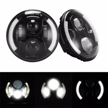 

2pcs 7 inch 40W super bright with half angel eyes white/yellow 80W 7" round led headlight for Jeep